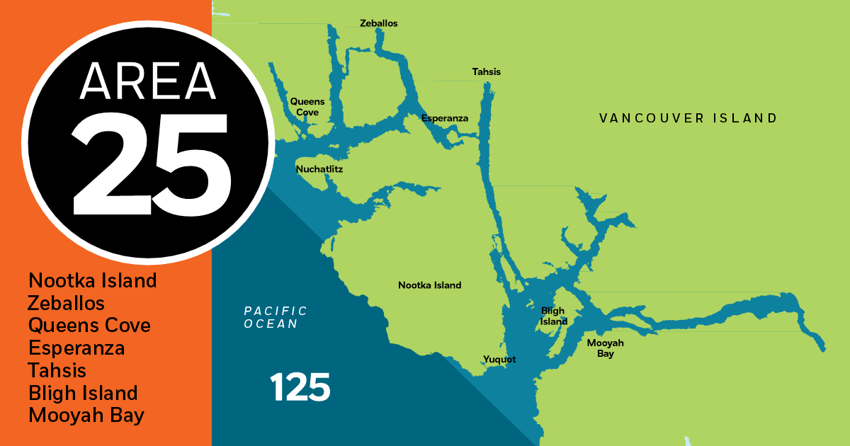 Map of Area 25 Esperanza Inlet Fishing Report