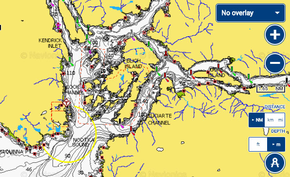 Nootka Sound fishing report map