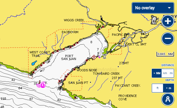 Port Renfrew fishing report map