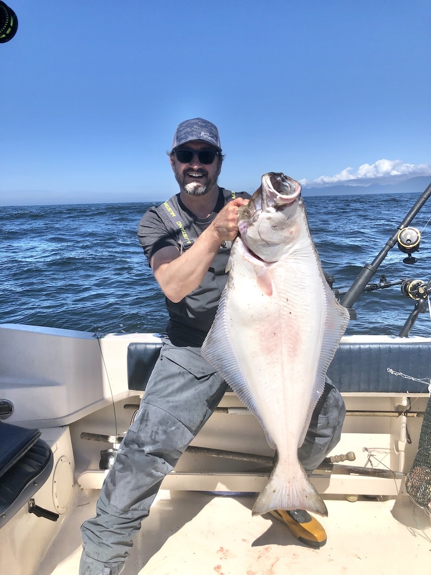 2026 BC Halibut Regulations: Daily Limit Up to 2 Island Fisherman Magazine Publisher Joel Unickow with a quality British Columbia halibut under 2026 BC halibut regulations