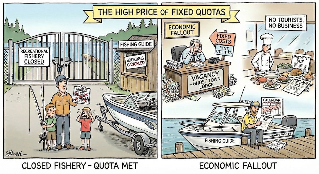 Closed fishery leads to economic decline if the Salmon Allocation Policy changes.