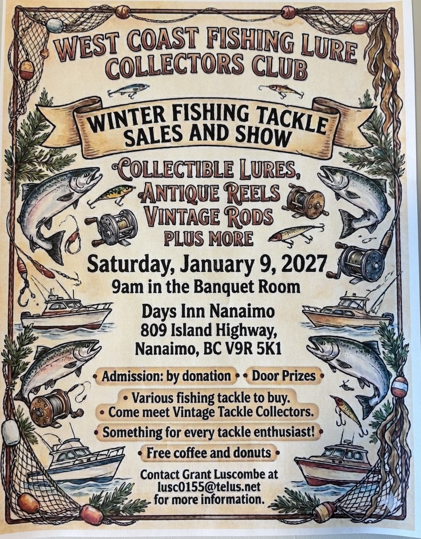 Vintage fishing tackle show Nanaimo 2027 lure collectors club