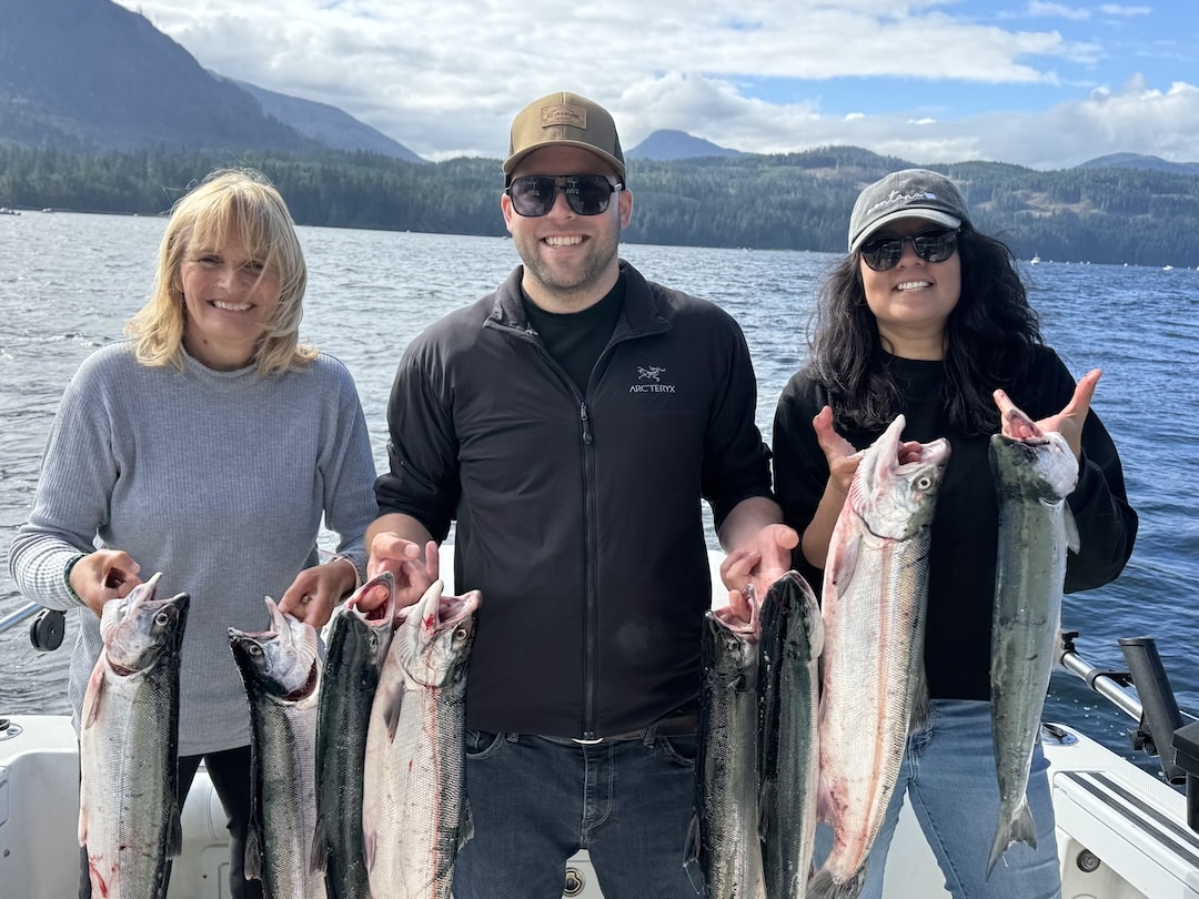 Linda, Dan, and Jess from Vancouver Island had a great day fishing landing a limit of Sockeye Salmon in the Alberni Inlet.   Sockeye fishing has been very good since mid June in the Alberni Inlet and hopefully will continue into late July.   The forecast is for 950,000 Sockeye to return to the Somass River system.