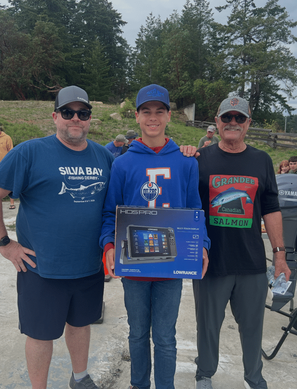 2026 Silva Bay Fishing Derby Raises ~$8,500 Lucky prize winner with Lowrance HDS Pro 9 inch display and transducer from Harbour Chandler at Silva Bay Derby